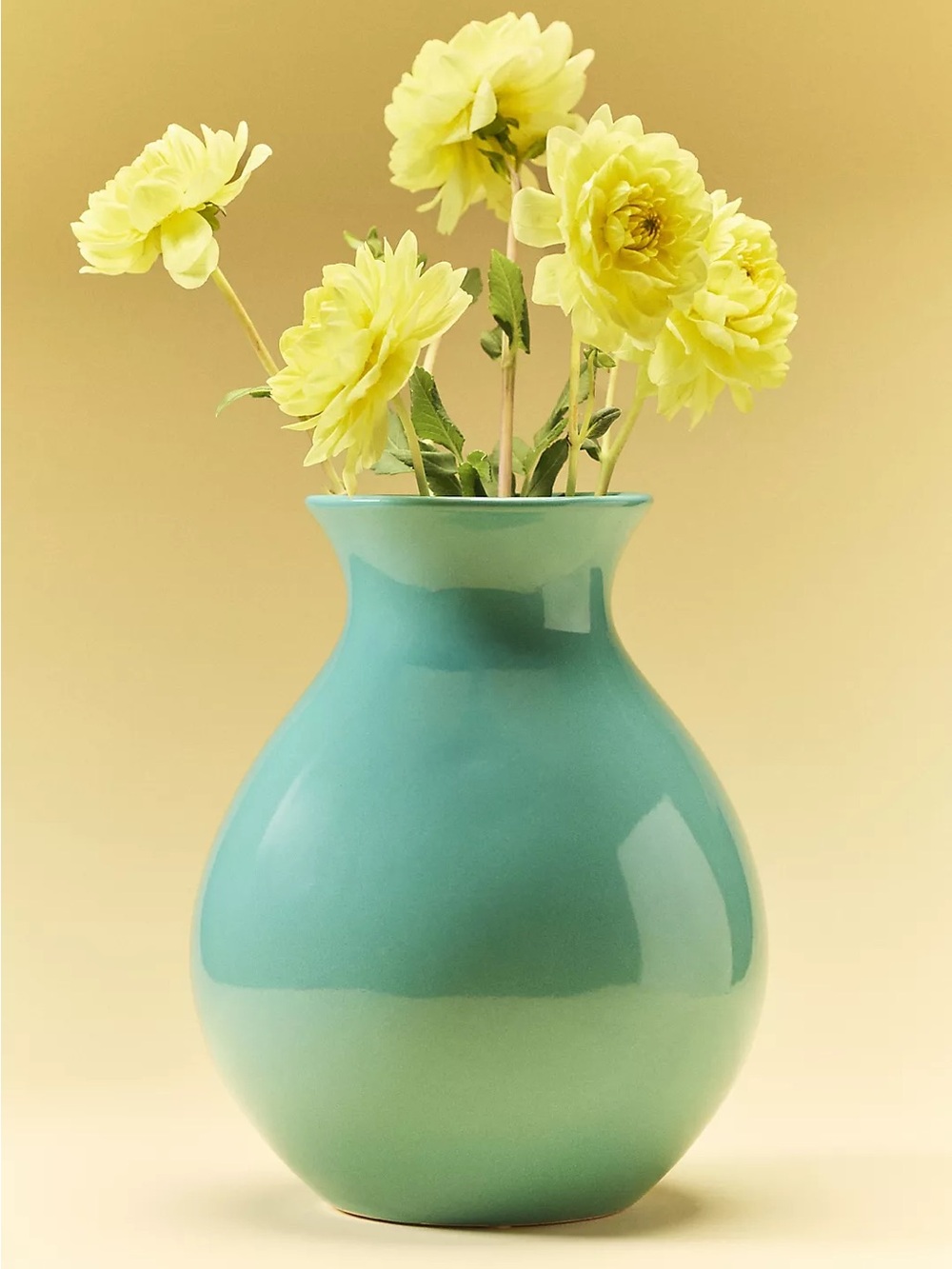 Anthropologie Turquoise Glossy Ceramic Bud Vase